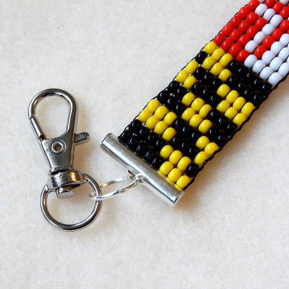 Maryland state flag bead keychain/bag charm, handmade - Picture 2 of 5